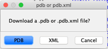 Seleccione 'PDB' cuando se le solicite elegir entre PDB y XML