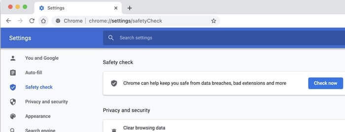 Comprobación de seguridad de Google